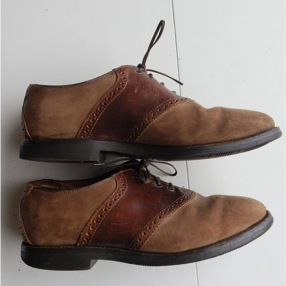 Allen Edmonds Shoes Size 9 D Mens Brown Oxford Presscott Saddle Two Tone Leather